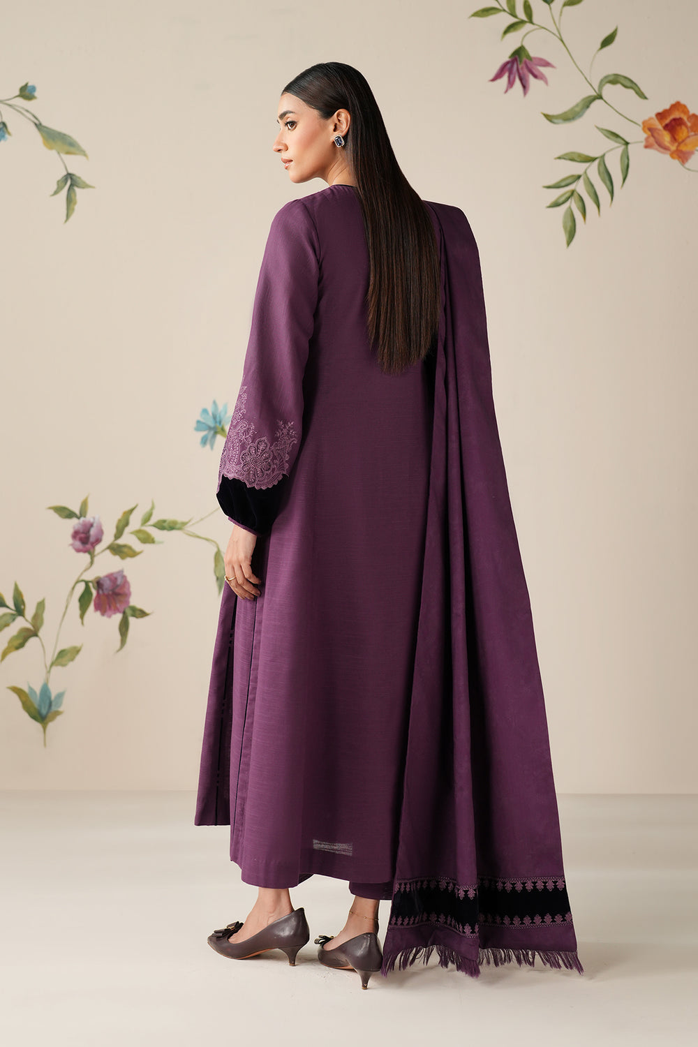 Baroque Dhanak Embroidered 3PC Suit D#BQ64333 - DESIGN 01