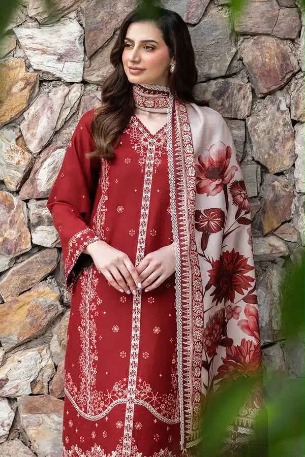 Farasha Dhanak Embroidered 3PC Suit D#1424 - DESIGN 01