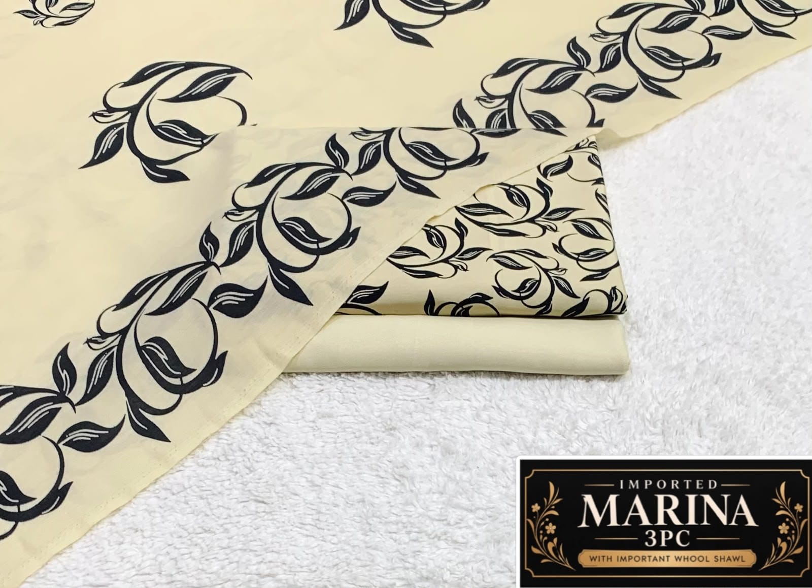 IMPORTED MARINA 3PC COLLECTION BY IT - CREAM BLACK