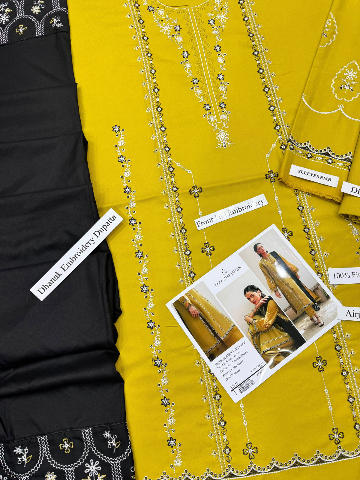 ZARA SHAHJAHAN PREMIUM AIRJET DHANAK WITH EMBROIDERY DHANAK SHAWL CODE 2223 - MUSTARD