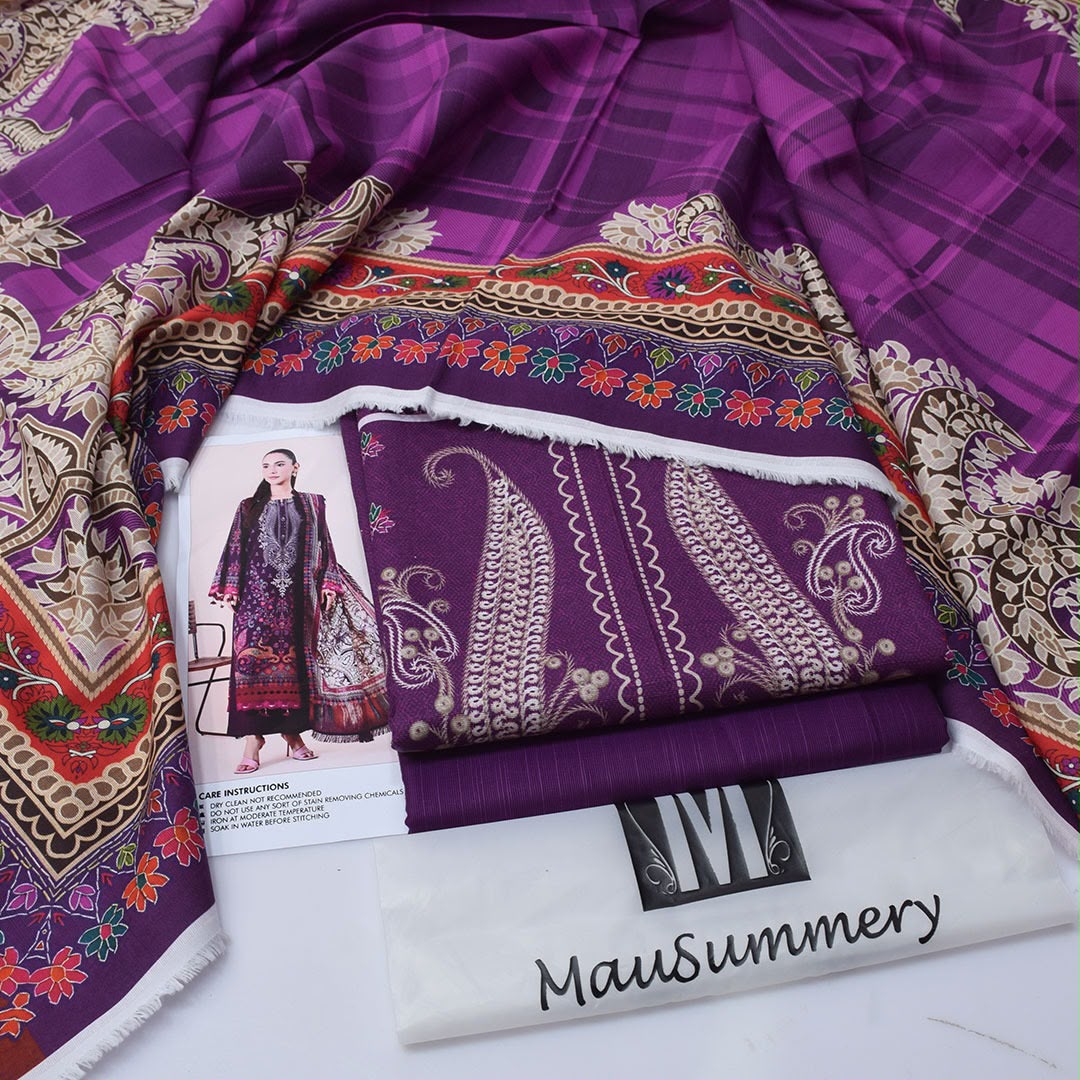 Mausummery Khaddar Digital Print 3pc - Design 02