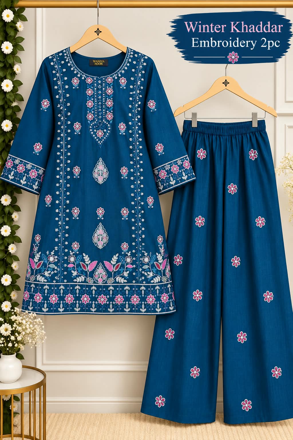 WINTER KHADDAR EMBROIDERY 2PC STITCHED - BLUE
