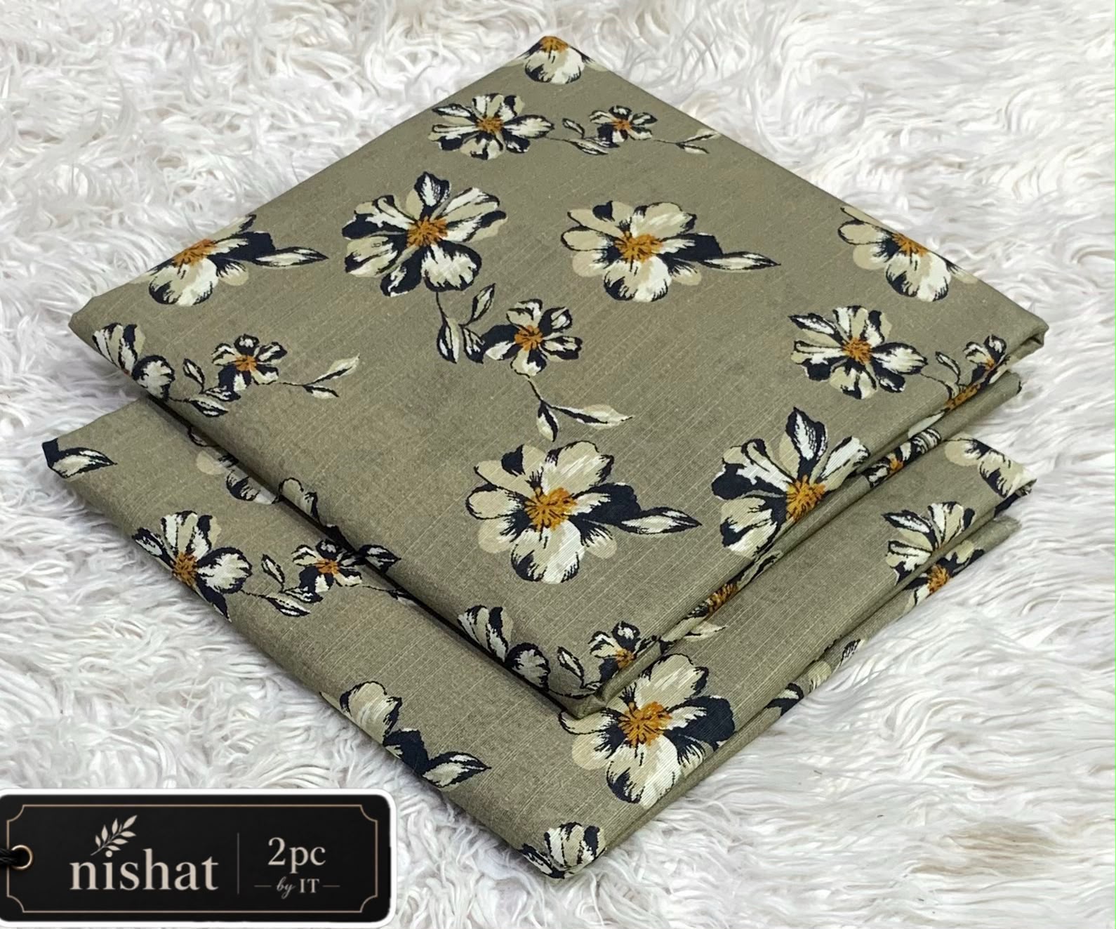NISHAT ALLOVER KHADDAR 2PC BY IT - GREY WHITE