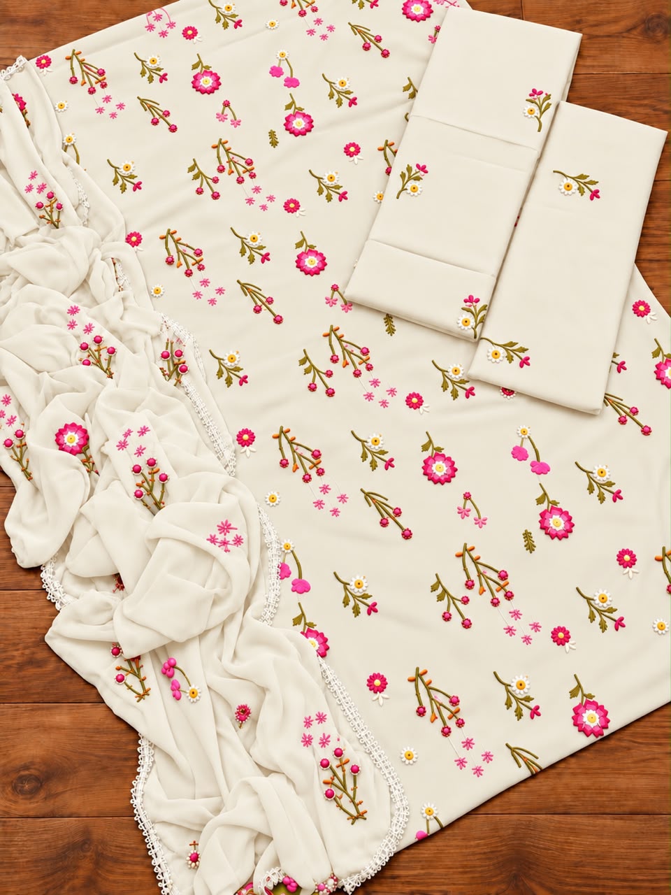 Indian Boti Dhanak Embroidered Hit Code 3pc - Design 25