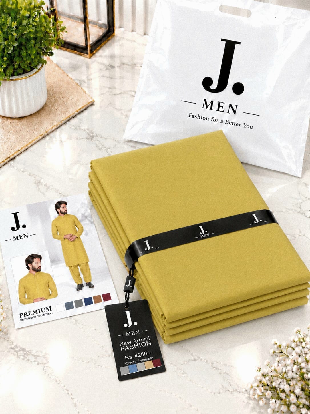 J. Junaid Jamshed Men SS26 Soft Cotton Unstitched - Design 03