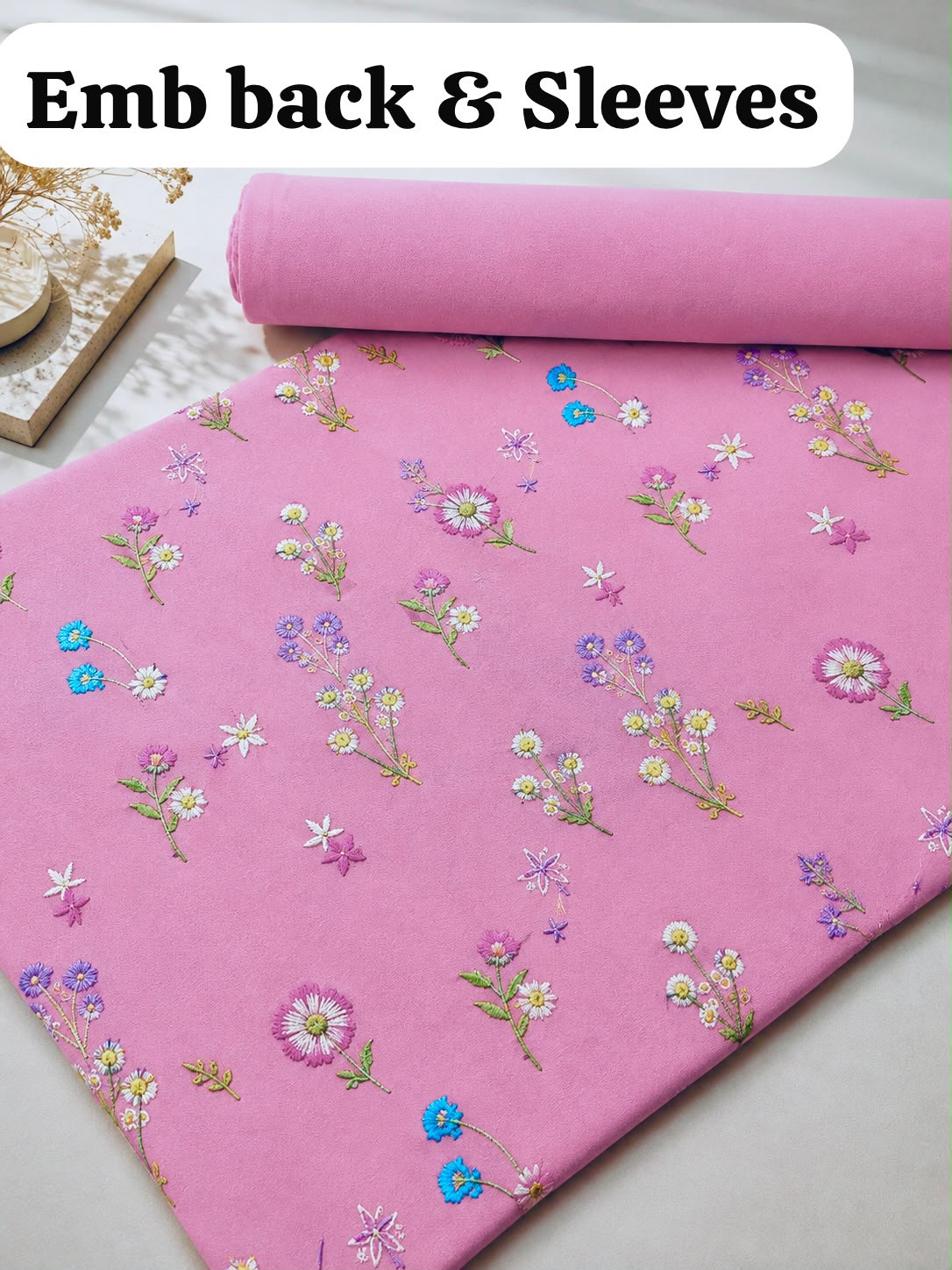 INDIAN BOTY EMBROIDERED DHANAK 2PC - PINK