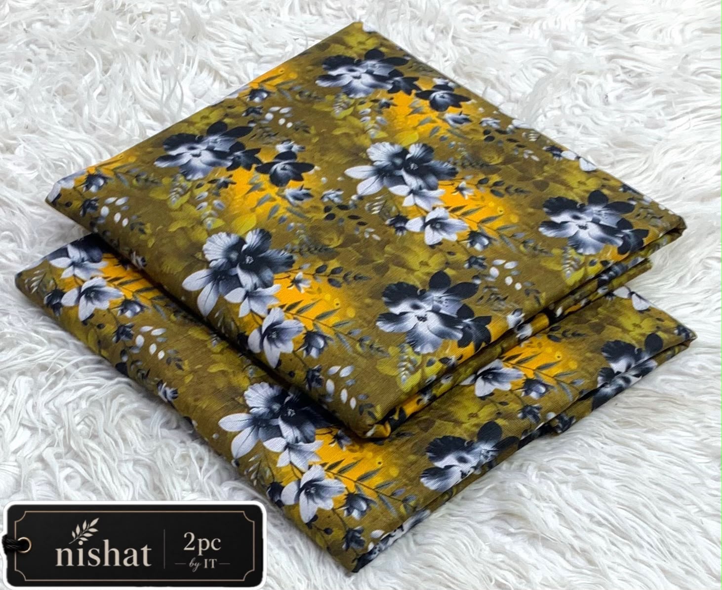NISHAT ALLOVER KHADDAR 2PC BY IT - OLIVE FLORAL